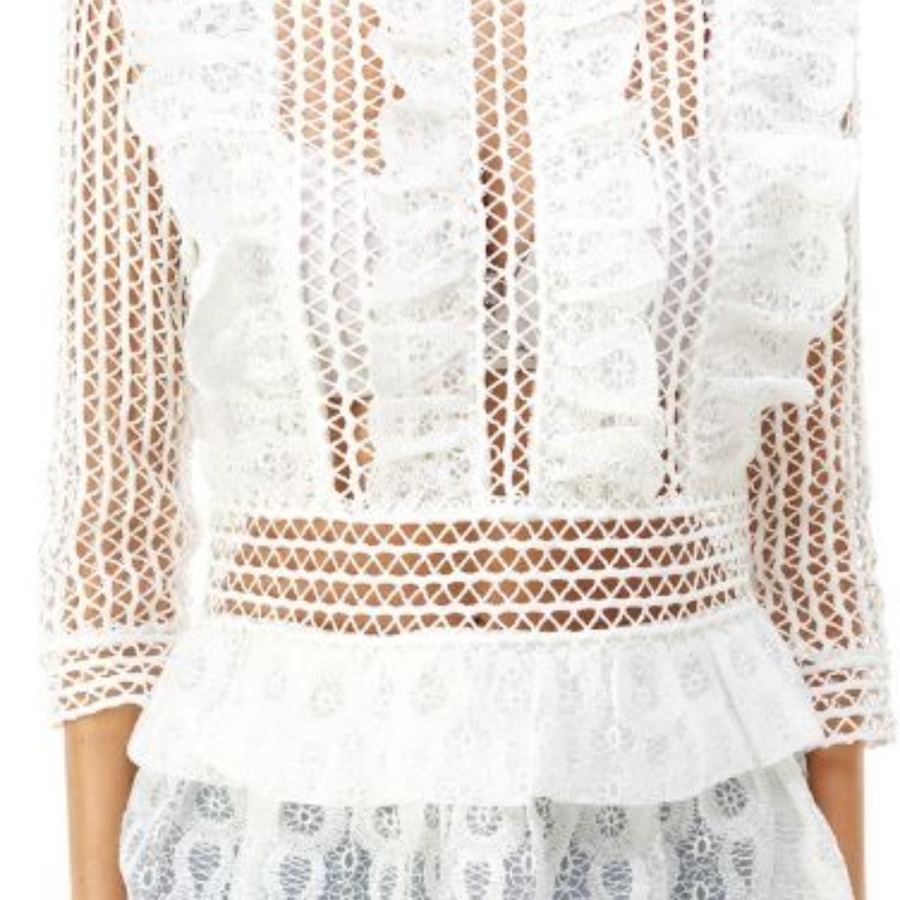 Sheer & Lace Ruffled Blouse
